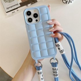 Resim Zebana Apple iPhone 15 Pro ile Uyumlu Kılıf Zebana Boyun Askılı Rope Silikon Kılıf Açık Mavi 