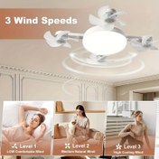 Resim 1 Tavan Fan Işığı 3 Hızlı - Modern 4 Bıçaklı Tasarım, Ayarlanabilir Parlaklık, Uzaktan Kumanda, Yatak Odası, Oturma Odası, Mutfak ve Banyo için Kolay Kurulum (Beyaz/Siyah), İç Mekan Hava Dolaşımı, Sadece İç Mekan Kullanımı, İç Mekan Tavan Fanı|Modern Tavan Fanı|Ayarlanabilir Parlaklık 