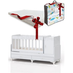 Resim Anne Yanı, Sallanır, Büyüyen Bebek Beşiği, Yataklı, Sarı Uyku Setli, Çekmeceli, Kapaklı 60 X 120 Sarı 