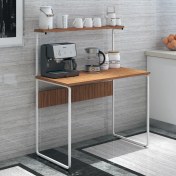 Resim Dehalimited G Masa 100X50 Metal Iskeletli Parlak Bambu Yüzey Kahve-Çay Mutfak Masası 