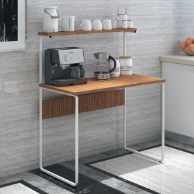 Resim Dehalimited G Masa 100X50 Metal Iskeletli Parlak Bambu Yüzey Kahve-Çay Mutfak Masası 