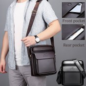 Resim Erkekler için Şık Crossbody Çanta - Ayarlanabilir Askı, Ön & Arka Cepli Çok Cepli İş Günlük Çanta, Günlük İşe Gidiş Geliş, Kahve Kullanımı ve Akıllı Telefon Saklama için Büyük Kapasite 