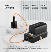 Resim Springsun Zgcıne Npf-02 Np-f Serisi Akü Şarj Cihazı Tip-c Çift Yönlü Pd Şarj Portlu Akü Adaptör Plakası Dc12v Dc8.4v Dc Çıkışları Np-f970 