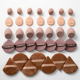 Resim 35 adet Makyaj Aracı Seti, 7 Gevşek Toz Pufu, 7 Hava Yastığı Pufu, 7 Mini Makyaj Süngeri, 7 Orta Boy Makyaj Süngeri, 7 Parmak Toz Pufu, Sıvı Fondöyen, Kapatıcı için Karıştırma Güzellik Süngerleri, Islak veya Kuru Olarak Kullanılabilir, Lateks Olmayan, Tüm Cilt Tipleri için Uygun, Kontür, Göz Alanı ve Göz Köşeleri için Özel Tasarlanmış, Kadın Makyaj Aracı Kombinasyonu 