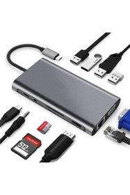 Resim Daytona Cf31 Type-c™ Usb-c To 4**usb3.0 4k Hdmı Vga 100 Mbps Rj45 Pd Aux Sd Tf Kart 11ın1 Çevirici 