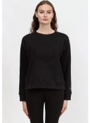 Resim Embossed Medallion C Kadın Bisiklet Yaka Sweatshirt-siyah Siyah 