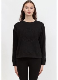 Resim Embossed Medallion C Kadın Bisiklet Yaka Sweatshirt-siyah Siyah 