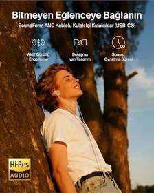 Resim Belkin SoundForm ANC Kulaklık, USB-C Bağlantılı, Mikrofonlu Kulakiçi Kulaklıklar, iPhone 17, iPhone 16, iPad Mini, Galaxy S25, Google Pixel 10, Android ve Daha Fazlası için, Beyaz 