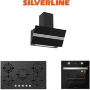 Resim Silverline Siyah Cam Ankastre Set (3472 Bold 60+cs5364b01+bo6504b01) 