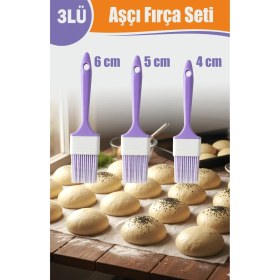 Resim Feyza Design 3'lü Silikon Fırça Seti, Çok Amaçlı ve Dayanıklı, 4-6 cm 