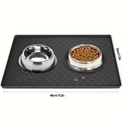 Resim 1 adet Silikon Kaymaz Pet Yemek Matı Kolay Yıkanabilir Su Geçirmez Köpek ve Kedi Malzemesi için 