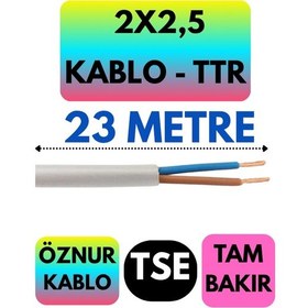 Resim Öznur 2x2,5 Ttr Kablo Beyaz Metre Seçenekli - 23 Metre 