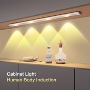 Resim Hareketle Aktive Edilen LED Dolap Işığı - Ultra İnce, Kablosuz, USB Şarj Edilebilir, Üç Renkli Ayarlar ile Mutfak, Yatak Odası ve Gardırop için Karartılabilir 