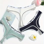 Resim 3'lü Paket Yeni Gelen Avrupa & Amerikan Tarzı Kadın Tanga Külotları, Nefes Alabilen Seksi Çift Katmanlı Üçgen İç Çamaşırı Sonbahar ve Kış için 