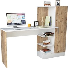 Resim Robinhome Robin Home Arthur Kitaplıklı Çalışma Masası Çam Beyaz (468193255) Kahverengi 