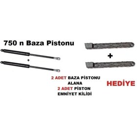 Resim Genel Markalar 2 Adet 750 N Baza Amortisörü Baza Pistonu - Mobilya Bağlantı Elemanları - Tek Ebat 