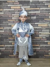 Resim 0-10 Yaş Beyaz Lacivert Şehzade Model Sünnet Kıyafeti 
