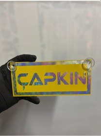 Resim Sarı Renk Üzeri Hologram Renk Çapkın Yazılı Vantuzlu Cam Süsü 