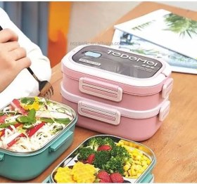 Resim 2 Katlı Bölmeli Paslanmaz Çelik Saklama Kabı Sızdırmayan Beslenme Kabı 1650 ml - Yeşil/Sarı 