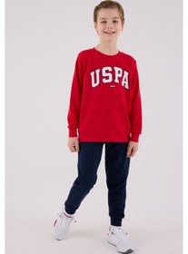 Resim U.S. Polo Assn. Lisanslı Erkek Çocuk Alt Üst 2 Parça Eşofman Takımı Us2227 Kırmızı 