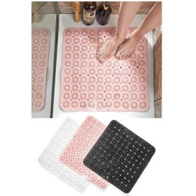 Resim Kare Masajlı Silikon Banyo & Duş Kaydırmazı Pembe Renk 2 Adet Pembe 