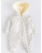 Resim Kapüşonlu Peluş Astarlı Kışlık Kız-erkek Bebek Astronot-kozmonot Tulum Krem 