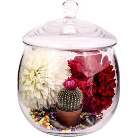 Resim 90270 Kapaklı Cam Fanus Şekerleme Ve Kuruyemiş Teşhir Kavanozu Beyaz 