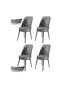 Resim Canisa Concept Dexa Serisi, Üst Kalite Yemek Odası Sandalyesi, Metal Siyah Iskeletli, 4 Adet Zebra Desen Sandalye Zebra Desen Sandalye 