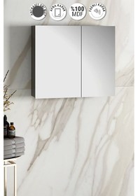 Resim Çiğdem 80 Cm Antrasit Gri Mat Mdf Aynalı Asma Banyo Üst Dolabı Antrasit - Gri 