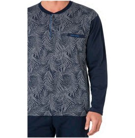 Resim Pierre Cardin 6111 Erkek Lacivert Uzun Kollu Yakası Düğmeli Pijama Takım-lacivert-l Çok Renkli 