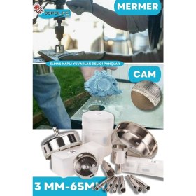 Resim Depolife Tam Set 3MM-60MM Mermer Granit Fayans Cam Yuvarlak Delme Panç Elmas Matkap Için Boru Karot 