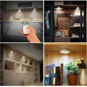 Resim Uzaktan Kumandalı 3 Lü Spot LED Lamba Kablosuz Pilli Işıldak 