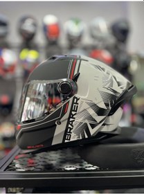 Resim Şeffaf + Ayna Vizör Braker Charm Kapalı Kask Mat Beyaz - Siyah 