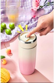 Resim Genel Taşınabilir Blender Termos, 500ml, USB Şarjlı, Çift Ağızlı, 304 Paslanmaz Çelik (1, Pembe-Beyaz) 