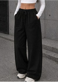 Resim Hera Moda Kadın Siyah Gabardin Cepli Yıkalı Keten Pantalon 