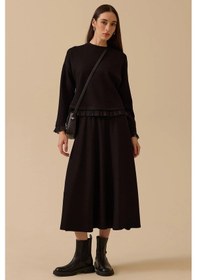 Resim Seçil Kadın Elastik Bel Cepli Kloş Etek 1004 Siyah Siyah 