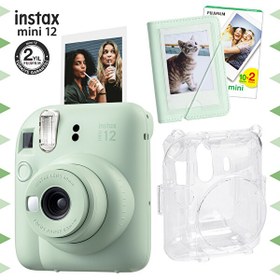 Resim Instax mini 12 Lila Fotoğraf Makinesi-20'li Film-Mini Albüm ve Şeffaf Kılıf Seti 