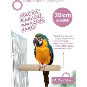 Resim Vixpet Venty Büyük Papağan Tüneği 20 Cm 36 Mm / Doğal Ahşap Kuş Tüneği 