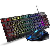 Resim Forev Fv-q305s Renkli Işıklı Kablolu İspanyolca Klavye Ve Mouse Seti Siyah 