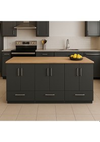 Resim Sedi Mutfak Çekmeceli Alt Modül 180 Cm Antrasit- Tezgah Dahil-çok Amaçlı Dolap-kahve Köşesi-mat Antrasit 