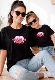 Resim genosha Anne Kız 100% Pamuk T-shirt Mama Mini Mother Daughter TEKLİ FİYAT 