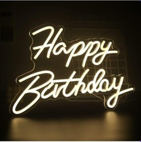 Resim Happy Birthday Yazılı Neon Led Işık Çok Renkli 