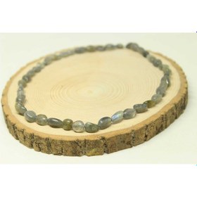 Resim Labradorit Taşı Doğal Parçalar Kolye (Klipsli) (25437) Açık Yeşil 