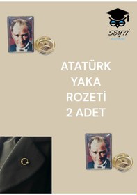 Resim Atatürk Yaka Rozeti 2 Adet Çok Renkli 