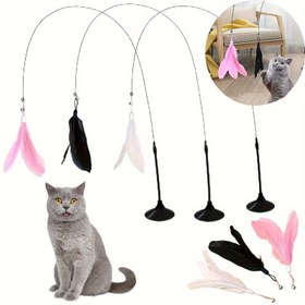 Resim Kedi Teaser Wand Oyuncak, Emme Kupası Tabanı, Tüy Zil Kombinasyonu, Kendi Eğlencesi, Dayanıklı, Anti-Scratch Çelik Çubuk, Renkli Simülasyon Tüyleri, Pil Gerektirmez 