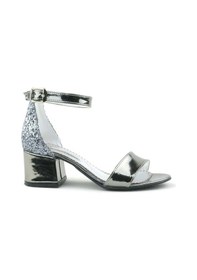 Resim Hapshoe Platin Aynalı Kalın Topuklu Kız Çocuk Abiye Ayakkabı Platin 