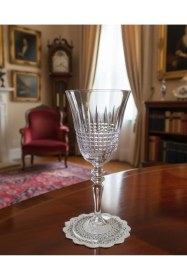 Resim Kristal Kesmeli Ayaklı Kadeh Bardak 1 Adet - Tekli Lüks Su Ve Meşrubat Sunumu Şeffaf 