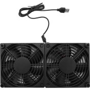 Resim 120MM 5V USB Powered Pc Router Çift Fanlar Yüksek Akımı Soğutma Fanı Yönlendirici Modem Alıcı 
