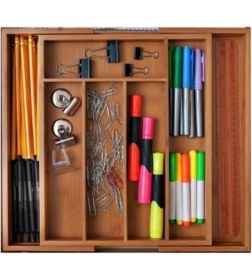 Resim Balsa Bambu Çekmece İçi Kaşıklık Açılabilir 1 Adet Bambu Malzeme ile Şık Düzenleme 