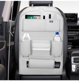 Resim Bod Deri Masalı Oto Koltuk Arkası Koruyucu Eşya Düzenleyici Araç içi Organizer Gri 